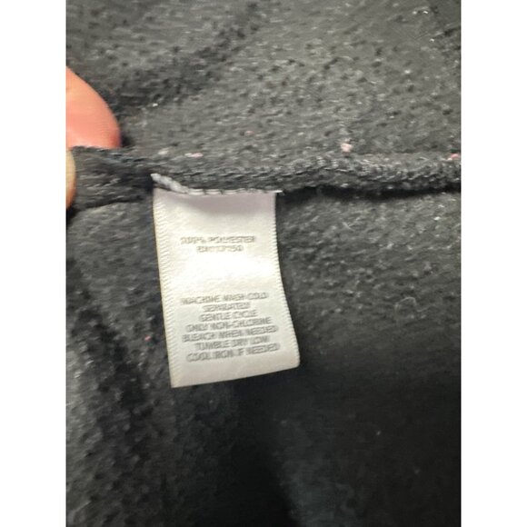 Quacker Factory Black Zip-Up Hooded Fleece Jacket Rhinestone Zipper Pull Sz L - Picture 7 of 9